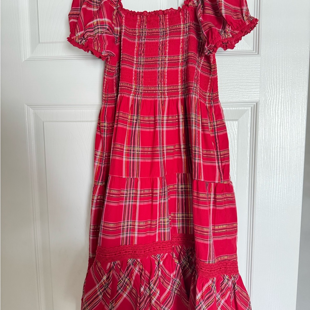 LoveShackFancy girls Red Tartan Dress